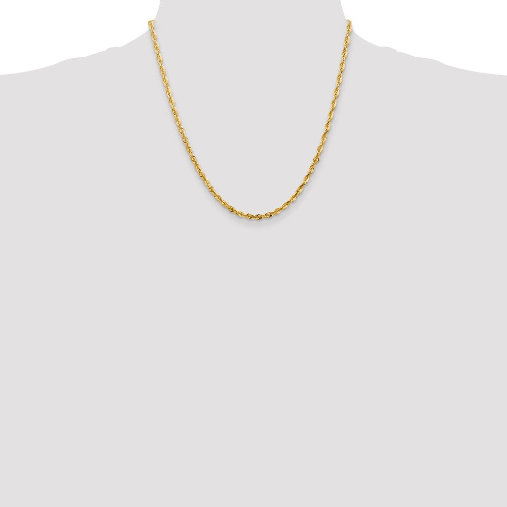 14K Gelbgold 4mm Extra Licht Diamantiert Kordel mit Karabinerverschluss Halskette