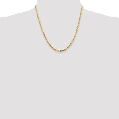 14K Gelbgold 4mm Extra Licht Diamantiert Kordel mit Karabinerverschluss Halskette