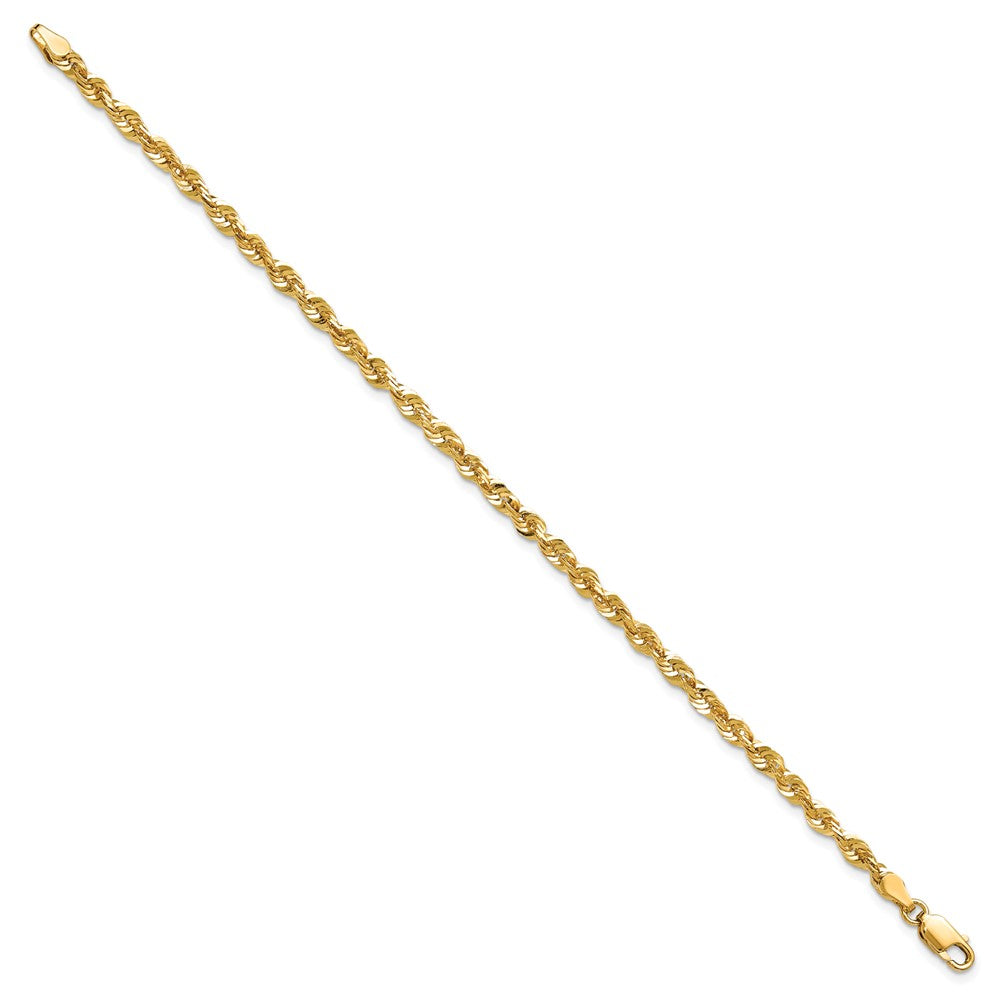 14K Gelbgold 4mm Extra Licht Diamantiert Kordel mit Karabinerverschluss Gliederarmband