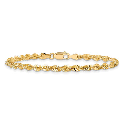 14K Gelbgold 4mm Extra Licht Diamantiert Kordel mit Karabinerverschluss Kette Fußkettchen