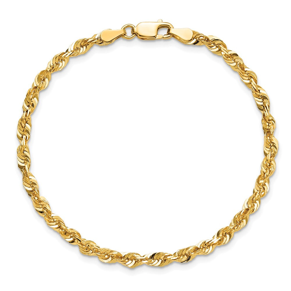 14K Gelbgold 4mm Extra Licht Diamantiert Kordel mit Karabinerverschluss Gliederarmband