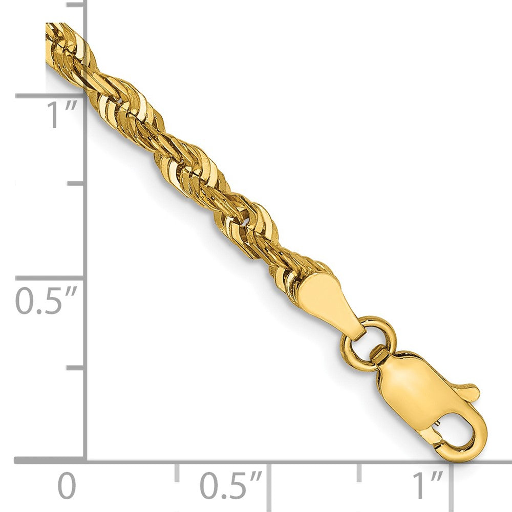14K Gelbgold 4mm Extra Licht Diamantiert Kordel mit Karabinerverschluss Gliederarmband