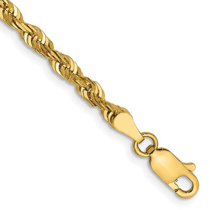 14K Gelbgold 4mm Extra Licht Diamantiert Kordel mit Karabinerverschluss Gliederarmband