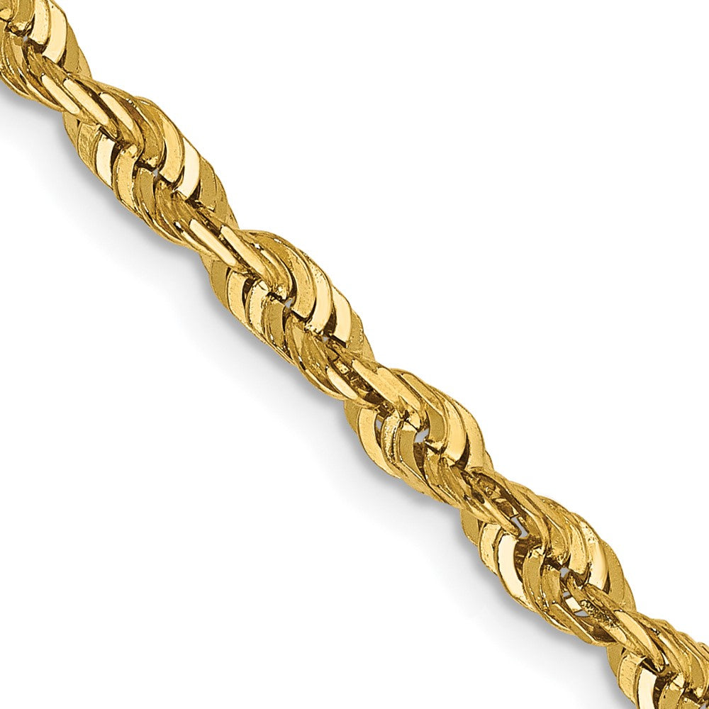 14K Gelbgold 4mm Extra Licht Diamantiert Kordel mit Karabinerverschluss Halskette