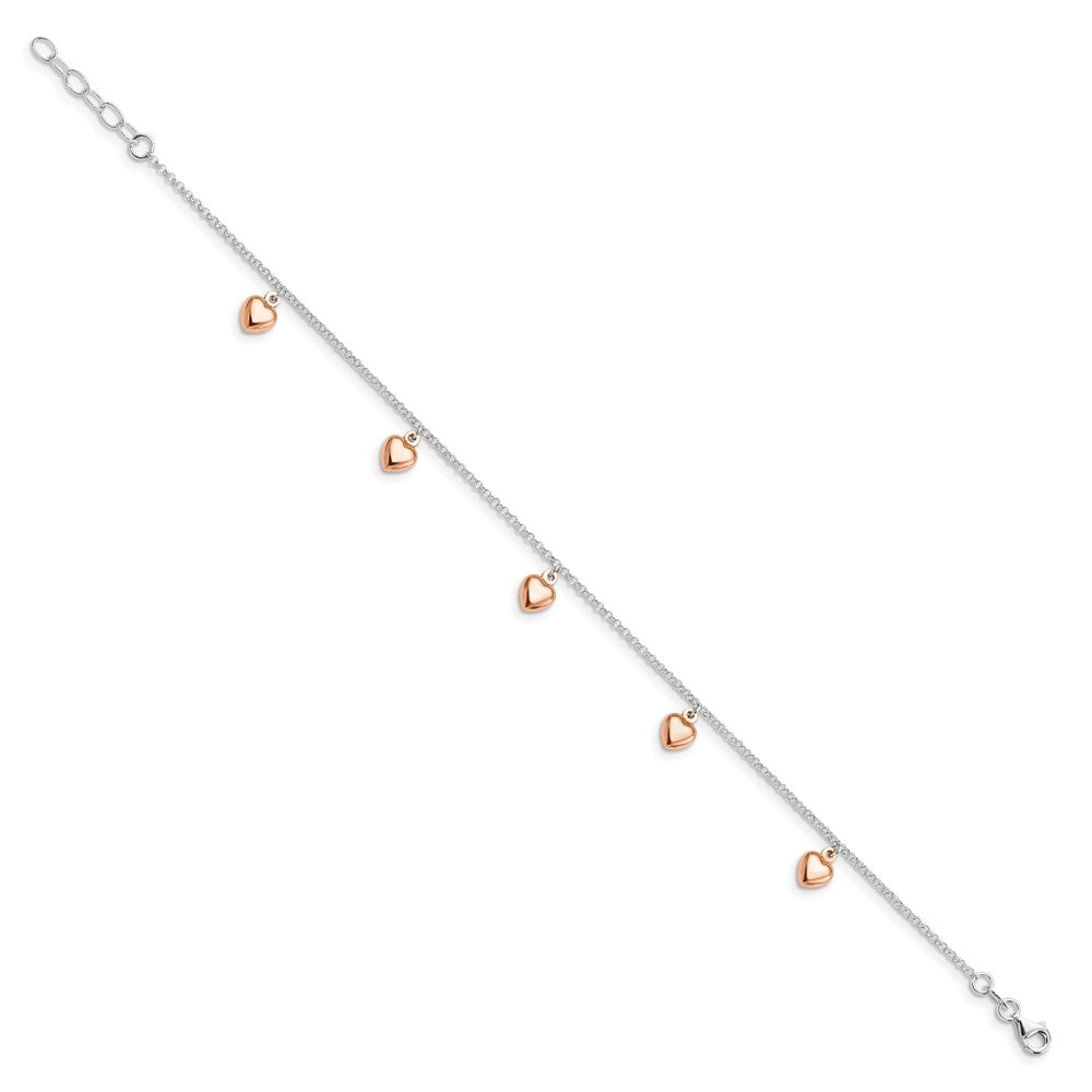 Sterlingsilber Roséfarben 18K Glanz-beschichtet 9 Zoll Plus 1 Zoll Verlängerung. Ankle