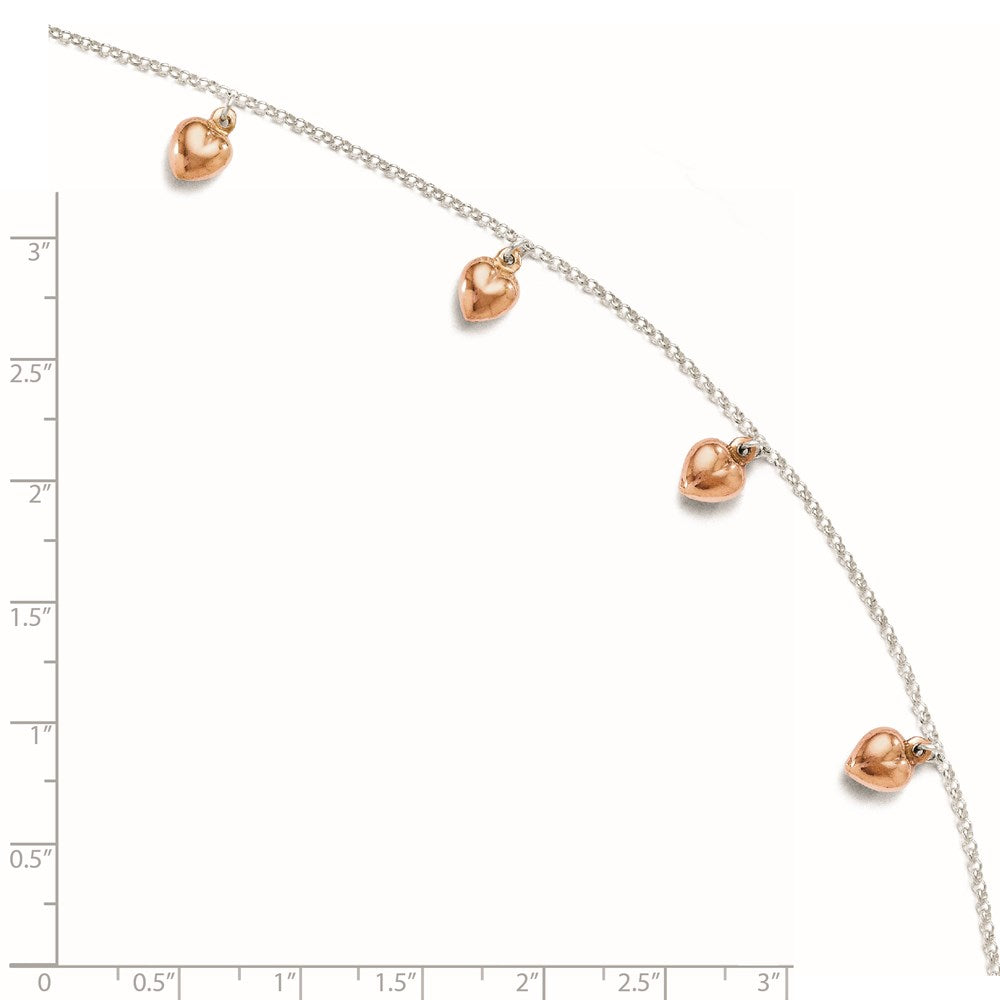 Sterlingsilber Roséfarben 18K Glanz-beschichtet 9 Zoll Plus 1 Zoll Verlängerung. Ankle