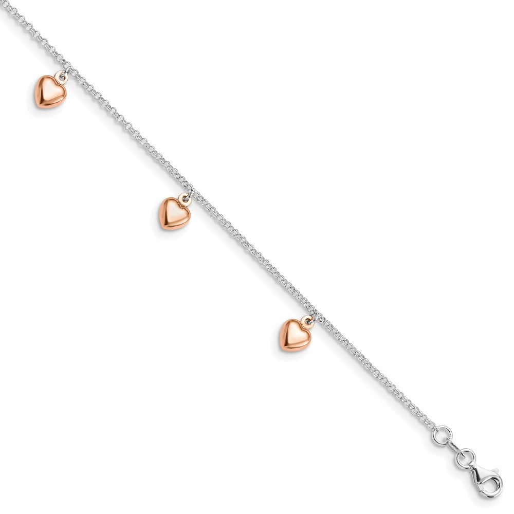 Sterlingsilber Roséfarben 18K Glanz-beschichtet 9 Zoll Plus 1 Zoll Verlängerung. Ankle