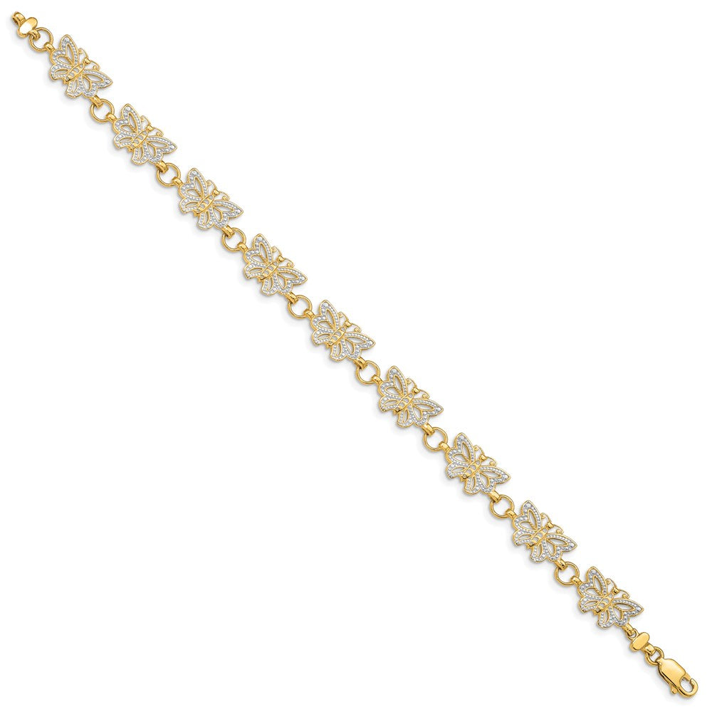 7 Zoll 14K mit Rhodium Schmetterling Armband