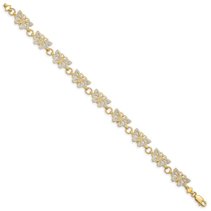 7 Zoll 14K mit Rhodium Schmetterling Armband