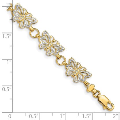 7 Zoll 14K mit Rhodium Schmetterling Armband