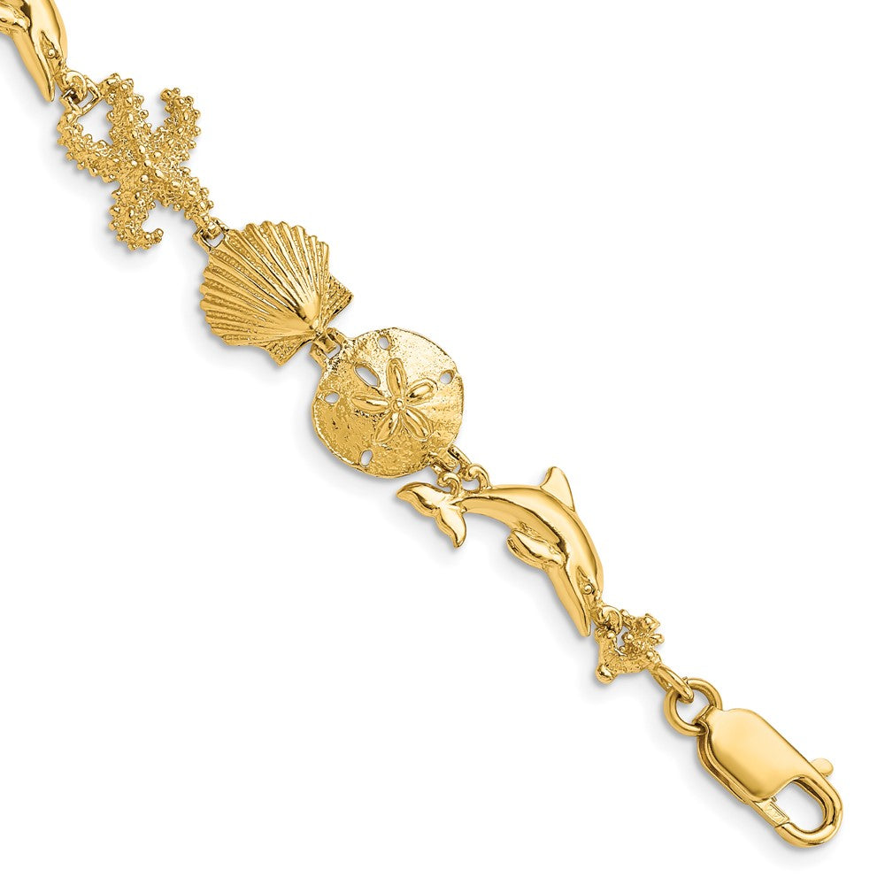 7.25 Zoll 14K Seashore Theme Armband