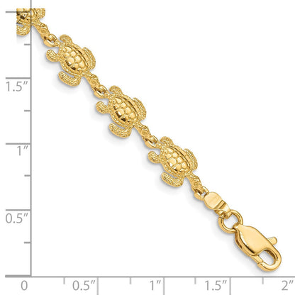 7.25 Zoll 14K Swimming Meer Schildkröte Armband