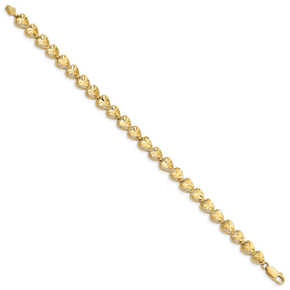 7 Zoll 14K Diamantiert Herz Armband