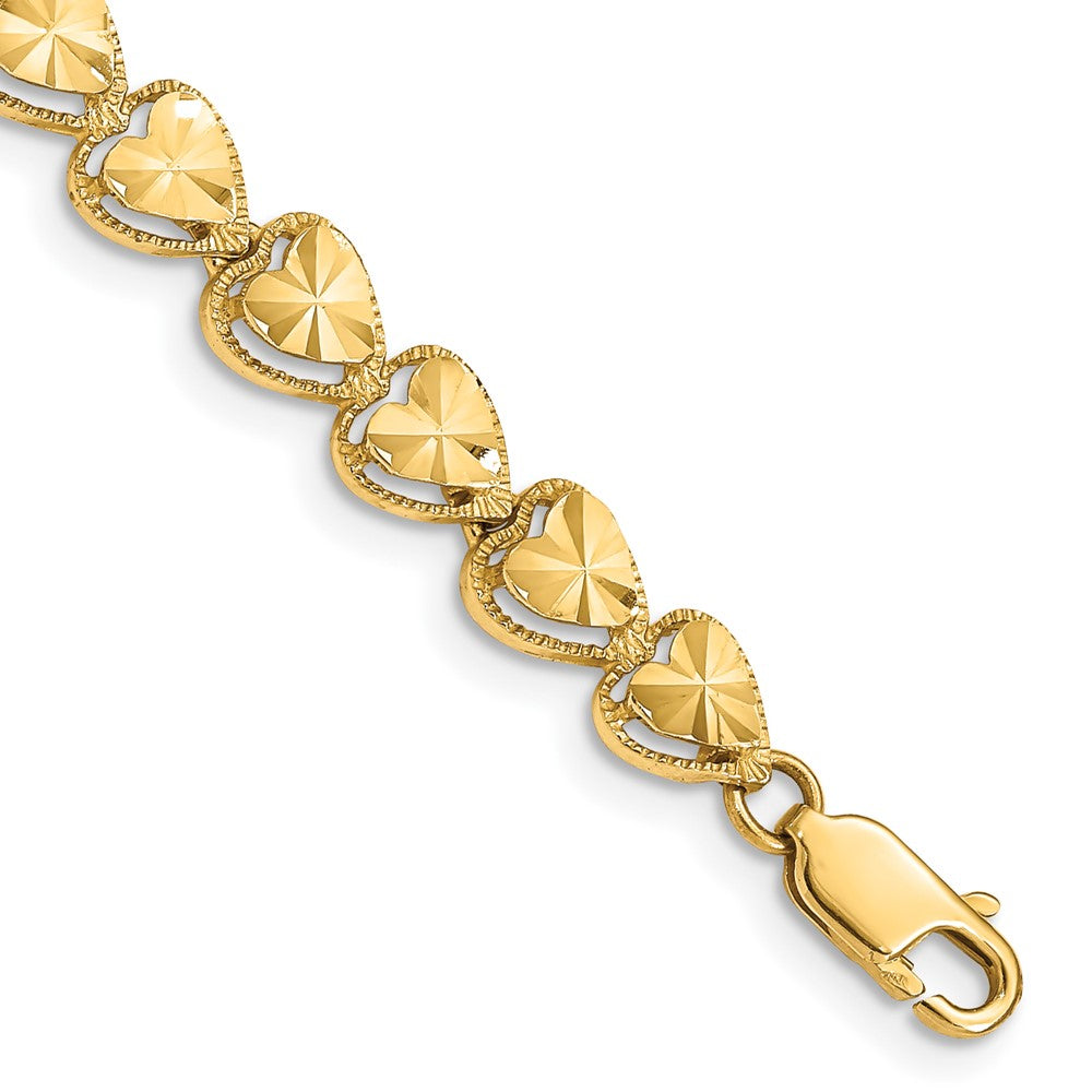 7 Zoll 14K Diamantiert Herz Armband