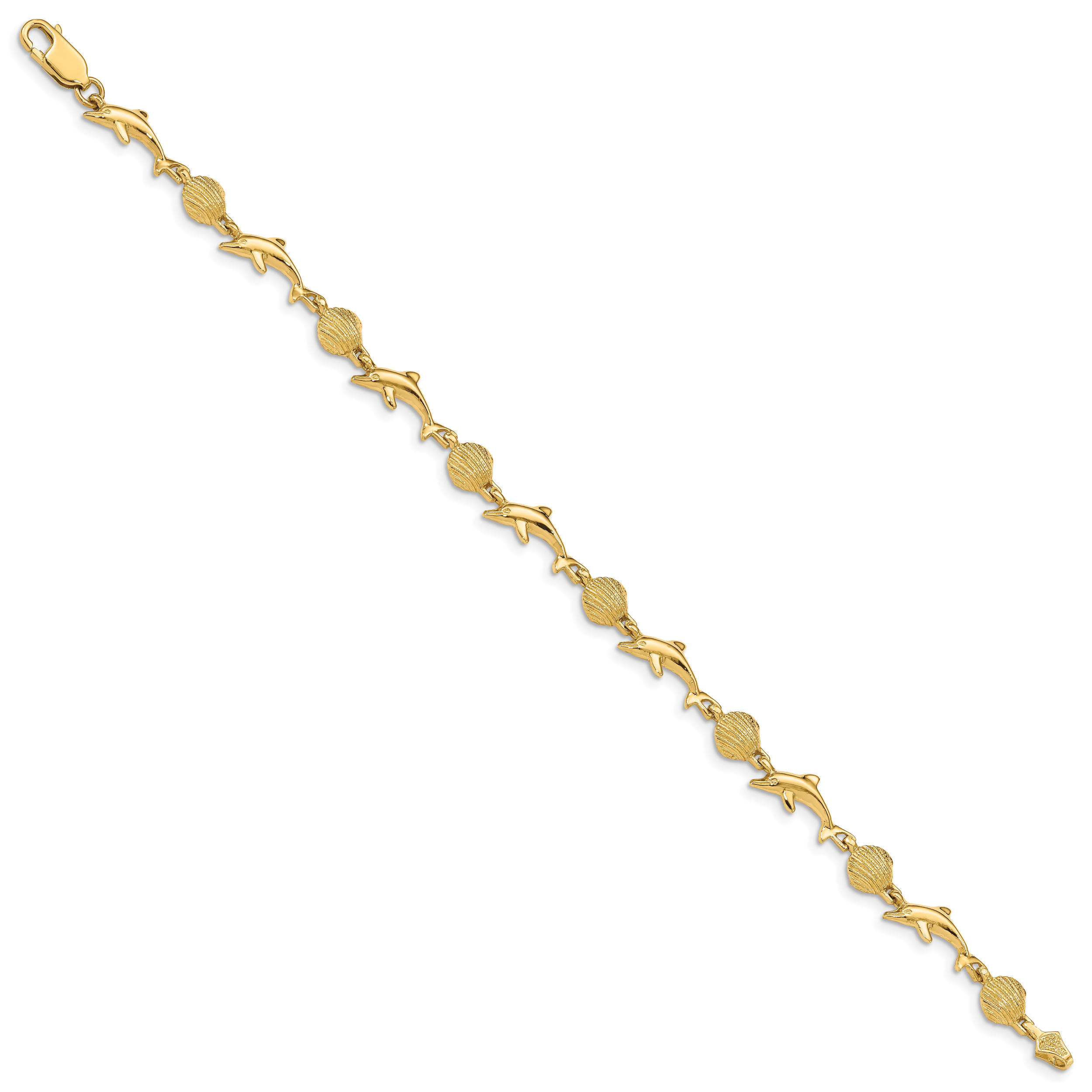 7 Zoll 14K Delfin und Muschel Armband