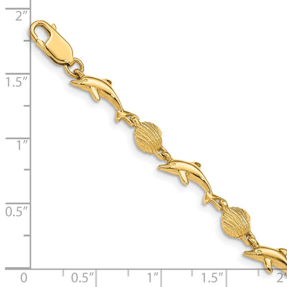7 Zoll 14K Delfin und Muschel Armband