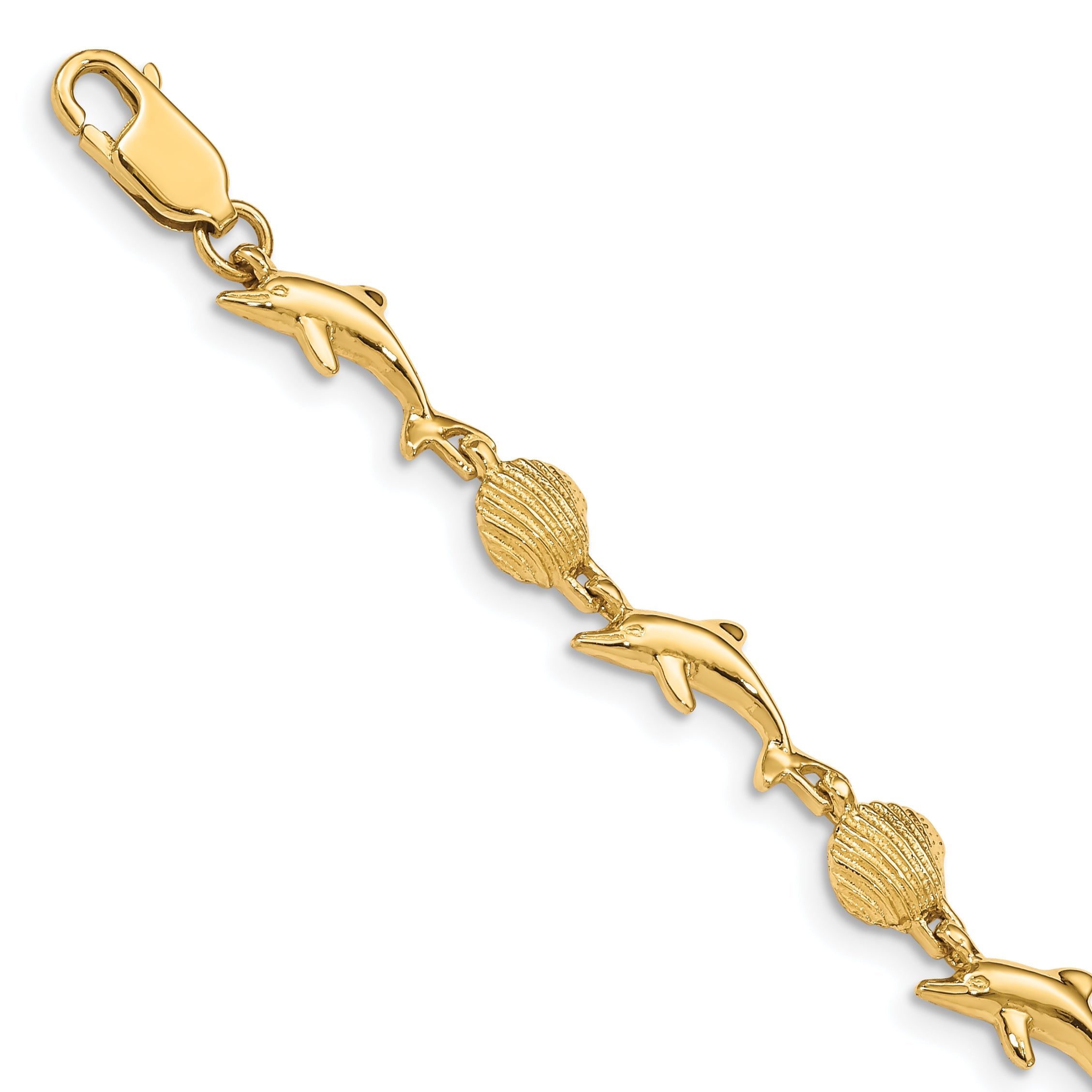 7 Zoll 14K Delfin und Muschel Armband