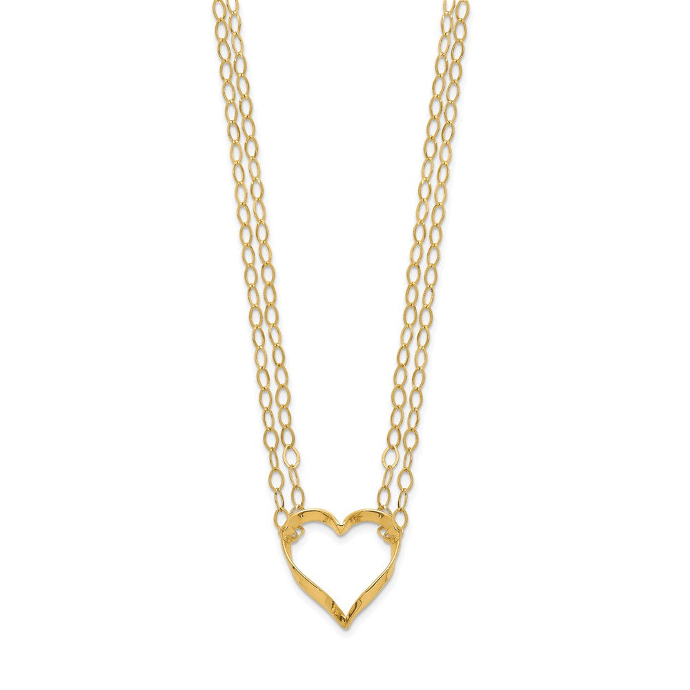 14K Gelbgold Verstellbar Doppelt Strang Herz Halskette
