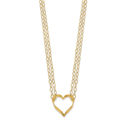14K Gelbgold Verstellbar Doppelt Strang Herz Halskette