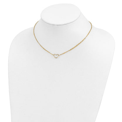14K Gelbgold Verstellbar Doppelt Strang Herz Halskette