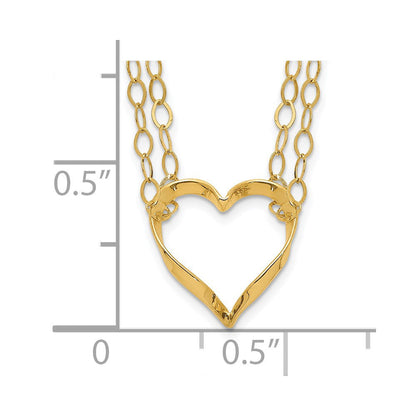 14K Gelbgold Verstellbar Doppelt Strang Herz Halskette