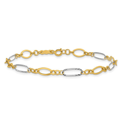 7.25 Zoll 14K Bicolor Oval Glieder Armband