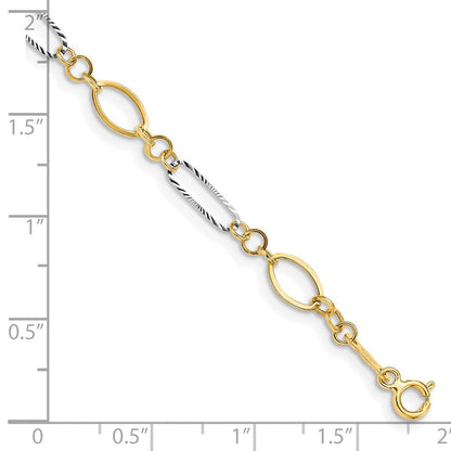 7.25 Zoll 14K Bicolor Oval Glieder Armband