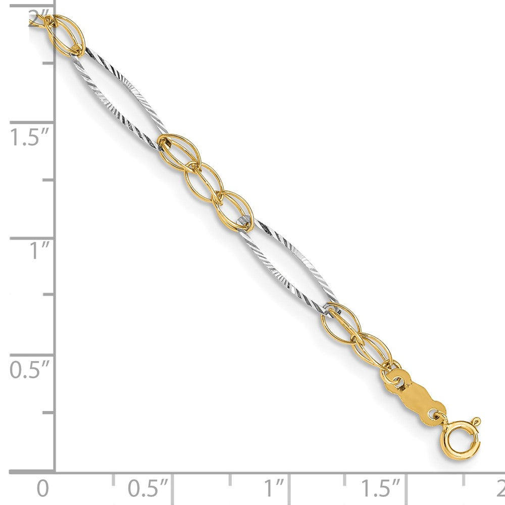 7.25 Zoll 14K Bicolor Oval Design Armband