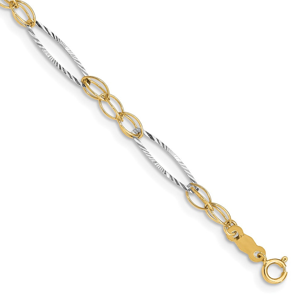 7.25 Zoll 14K Bicolor Oval Design Armband
