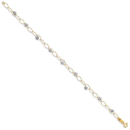 7.25 Zoll 14K Bicolor Puff Sterne Armband