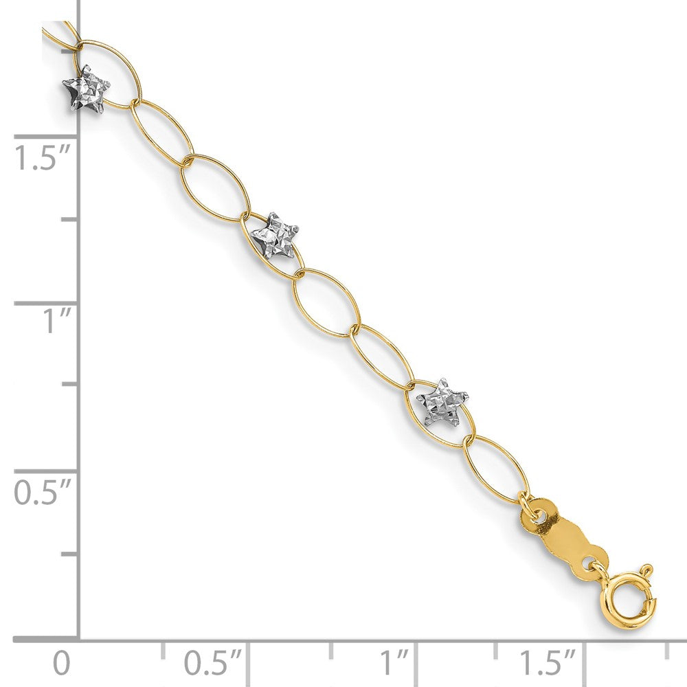 7.25 Zoll 14K Bicolor Puff Sterne Armband