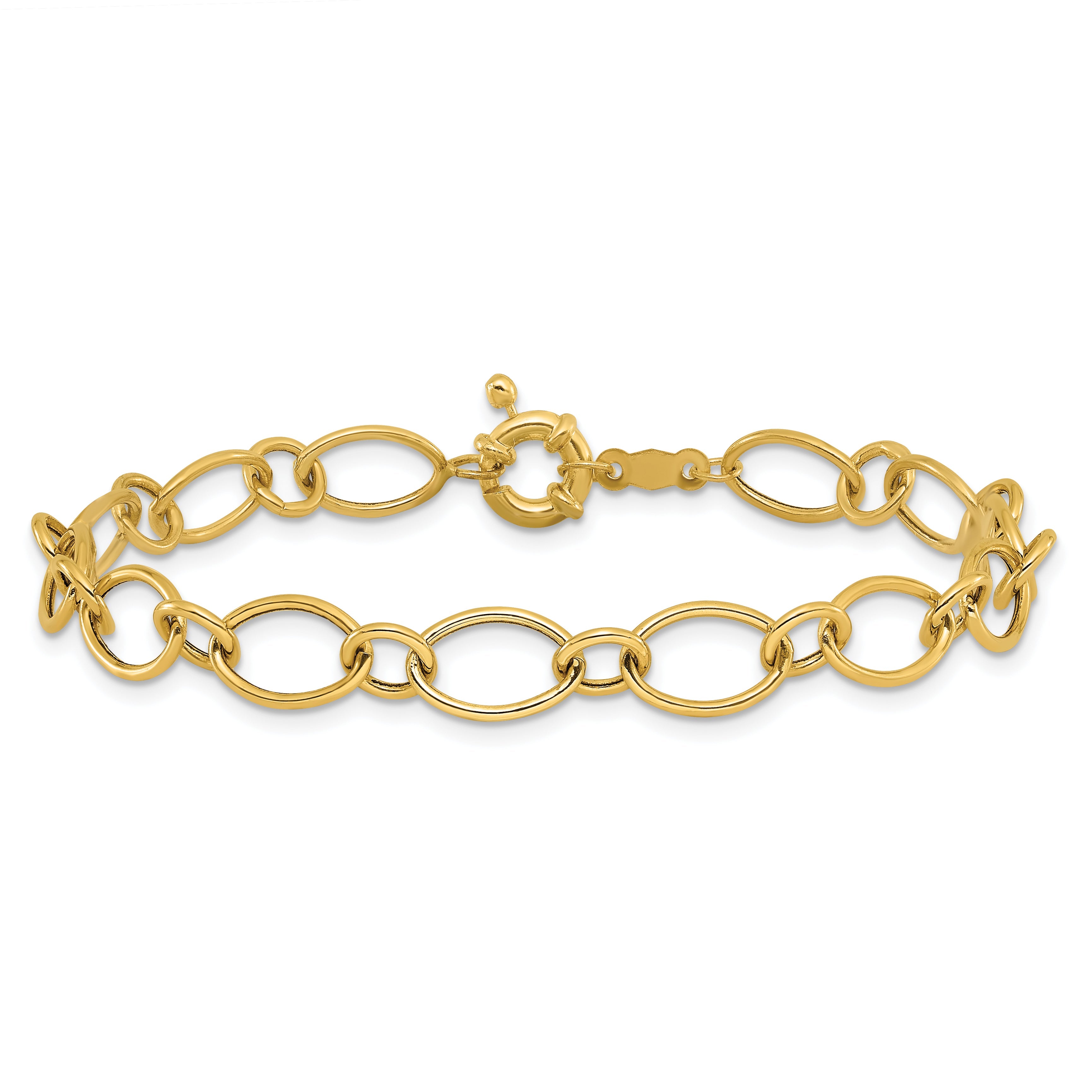 7.25 Zoll 14K Oval & Kreise Design Armband