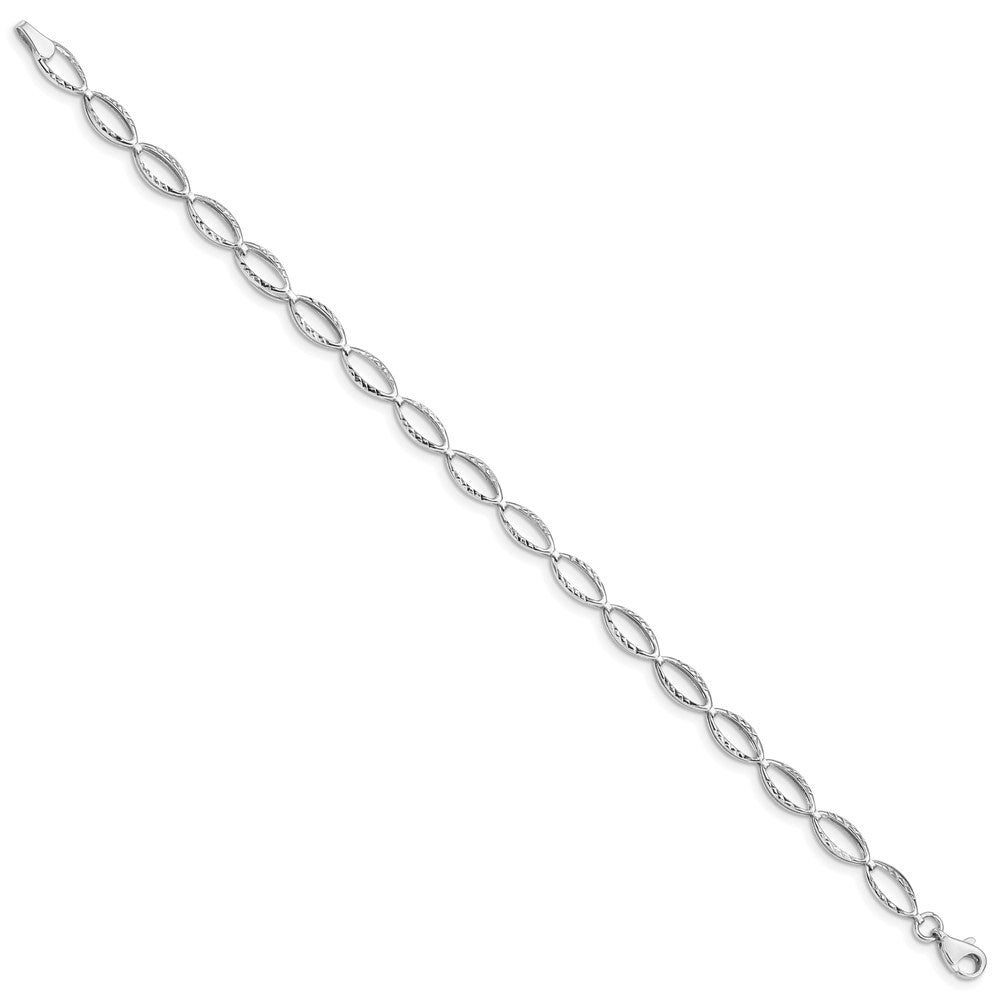14K Weißgold Poliert Oval Glieder Gliederarmband