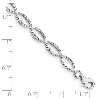 14K Weißgold Poliert Oval Glieder Gliederarmband