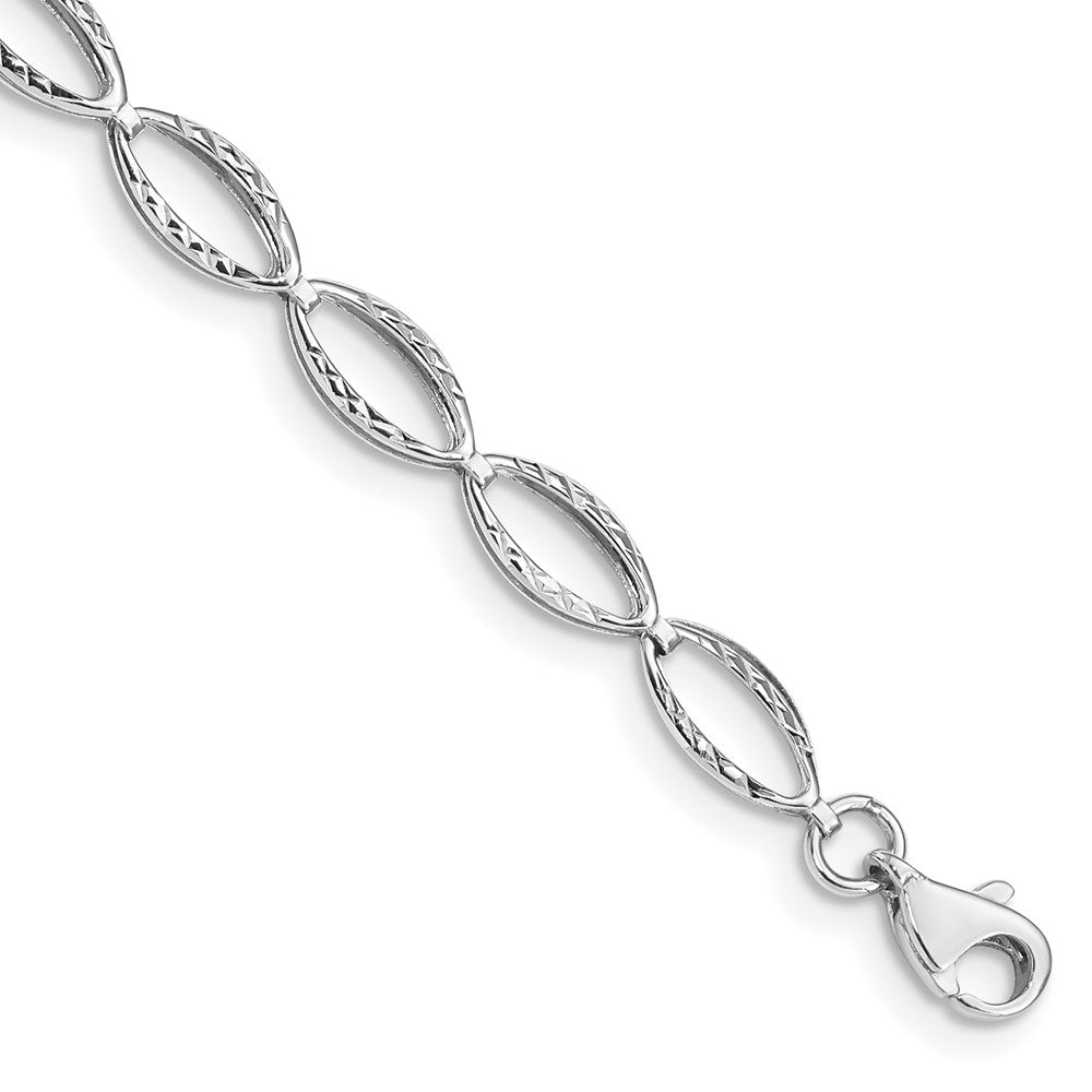 14K Weißgold Poliert Oval Glieder Gliederarmband