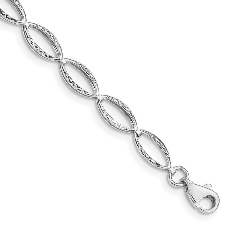 14K Weißgold Poliert Oval Glieder Gliederarmband