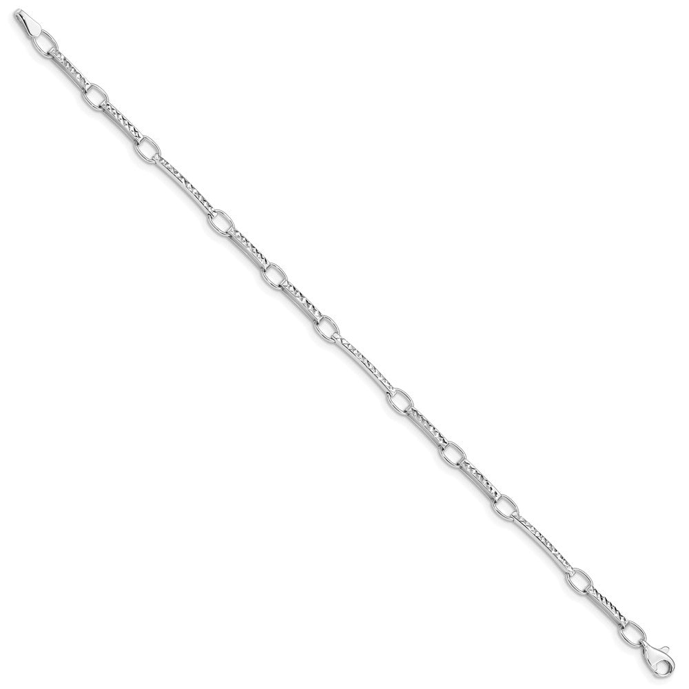 14K Weißgold Poliert und Strukturiert Fantasieglieder Gliederarmband