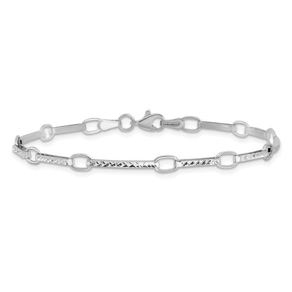 14K Weißgold Poliert und Strukturiert Fantasieglieder Gliederarmband