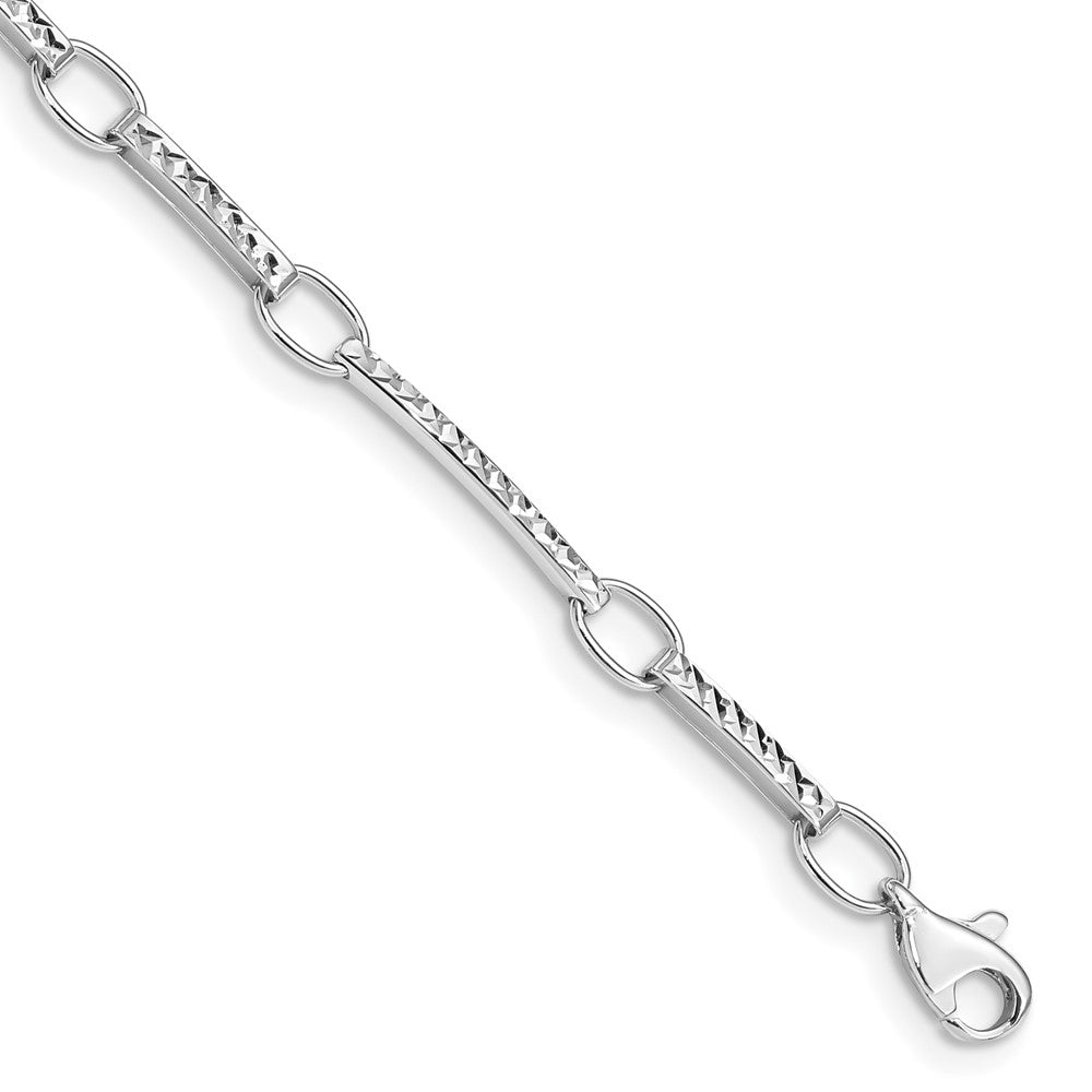 14K Weißgold Poliert und Strukturiert Fantasieglieder Gliederarmband