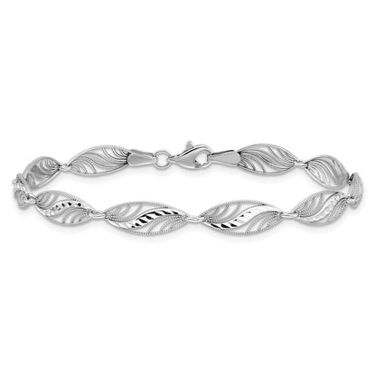 14K Weißgold Filigran Diamantiert Gliederarmband
