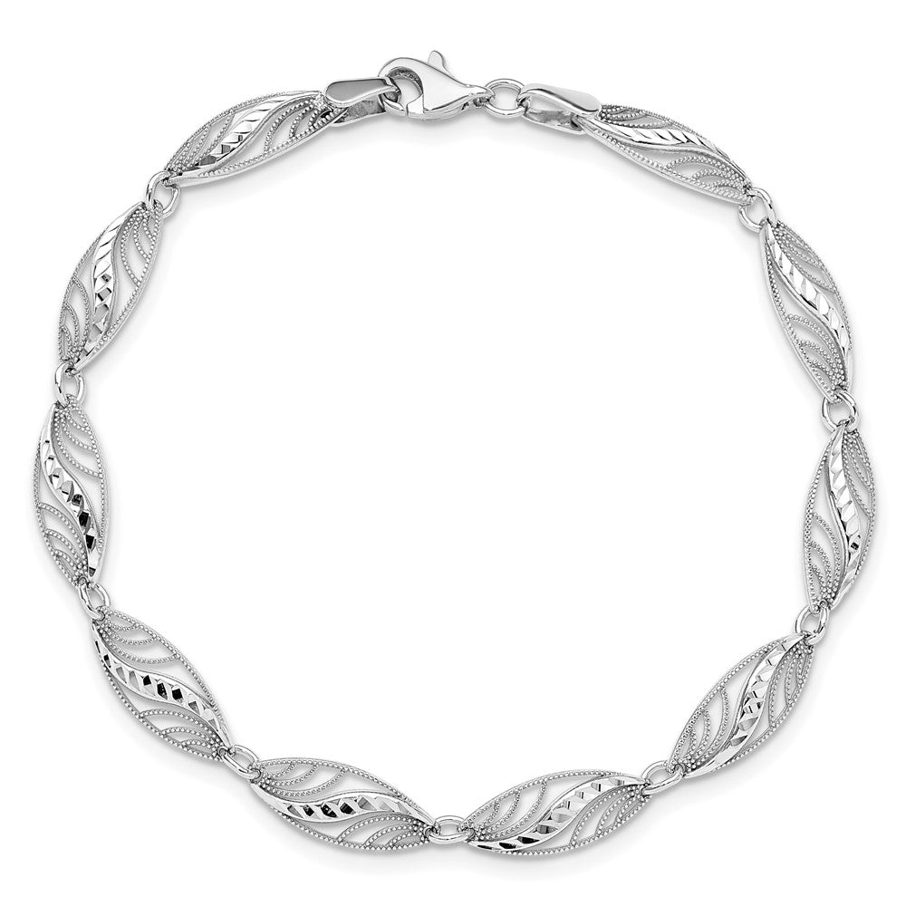 14K Weißgold Filigran Diamantiert Gliederarmband