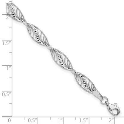14K Weißgold Filigran Diamantiert Gliederarmband