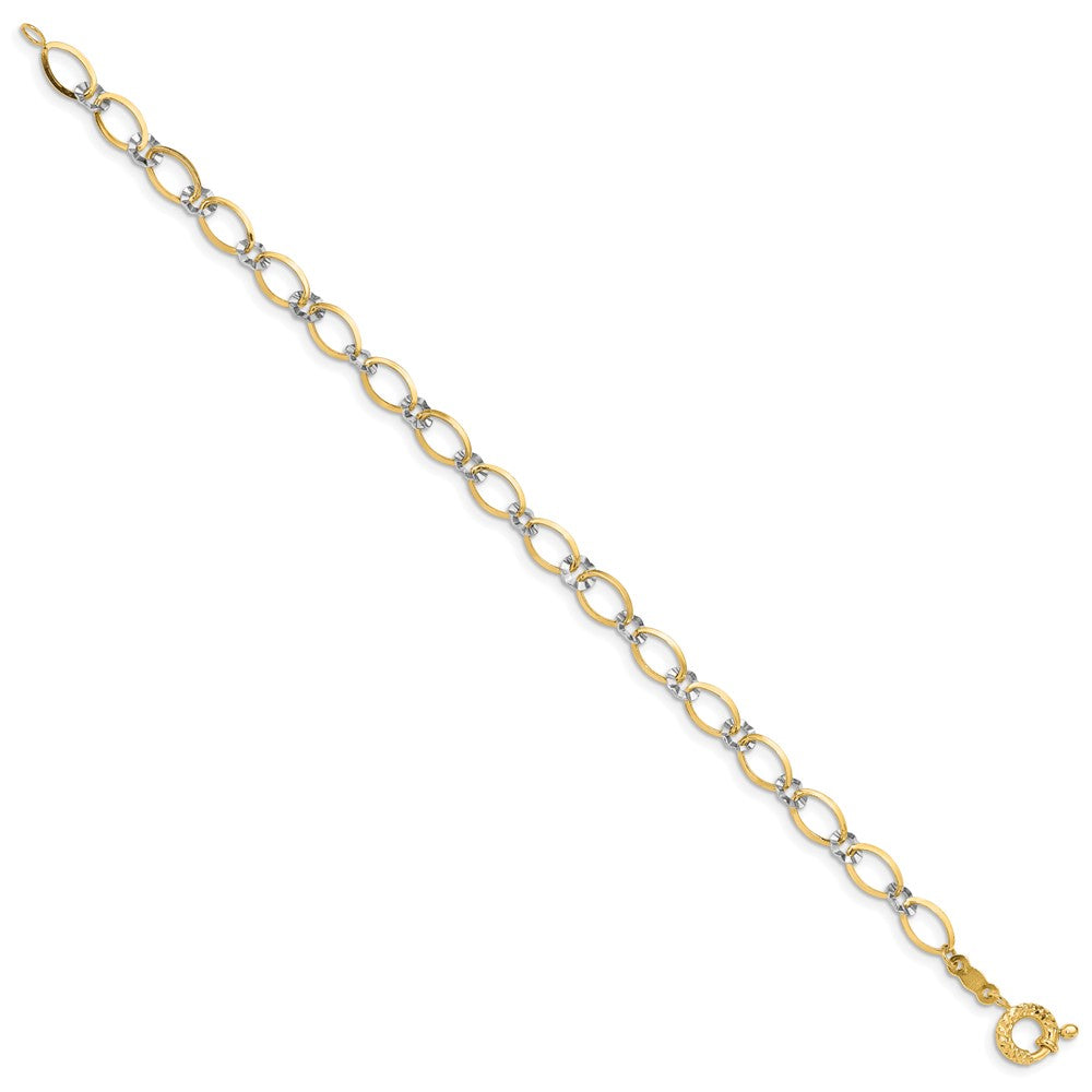 14K Bicolor Oval und Diamantiert Kreis Gliederarmband