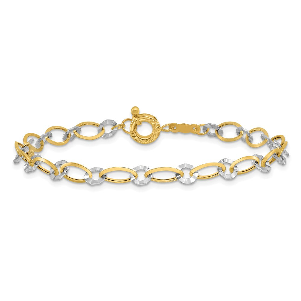 14K Bicolor Oval und Diamantiert Kreis Gliederarmband
