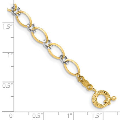 14K Bicolor Oval und Diamantiert Kreis Gliederarmband
