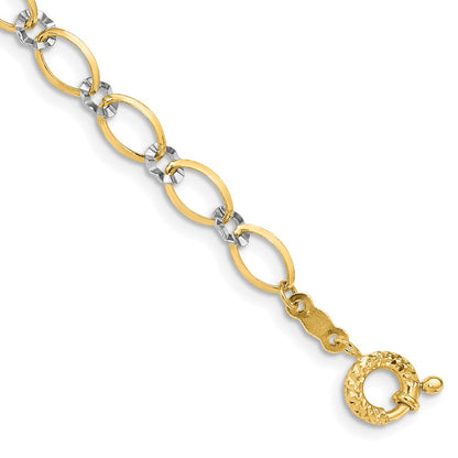 14K Bicolor Oval und Diamantiert Kreis Gliederarmband
