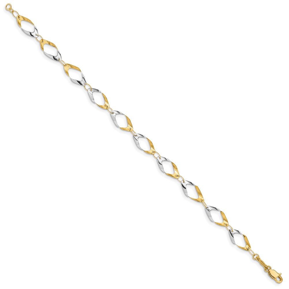 14K und Weiß Rhodium Oval Glieder Gliederarmband