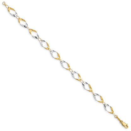 14K und Weiß Rhodium Oval Glieder Gliederarmband