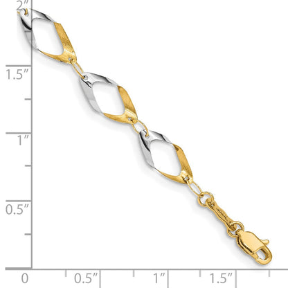 14K und Weiß Rhodium Oval Glieder Gliederarmband