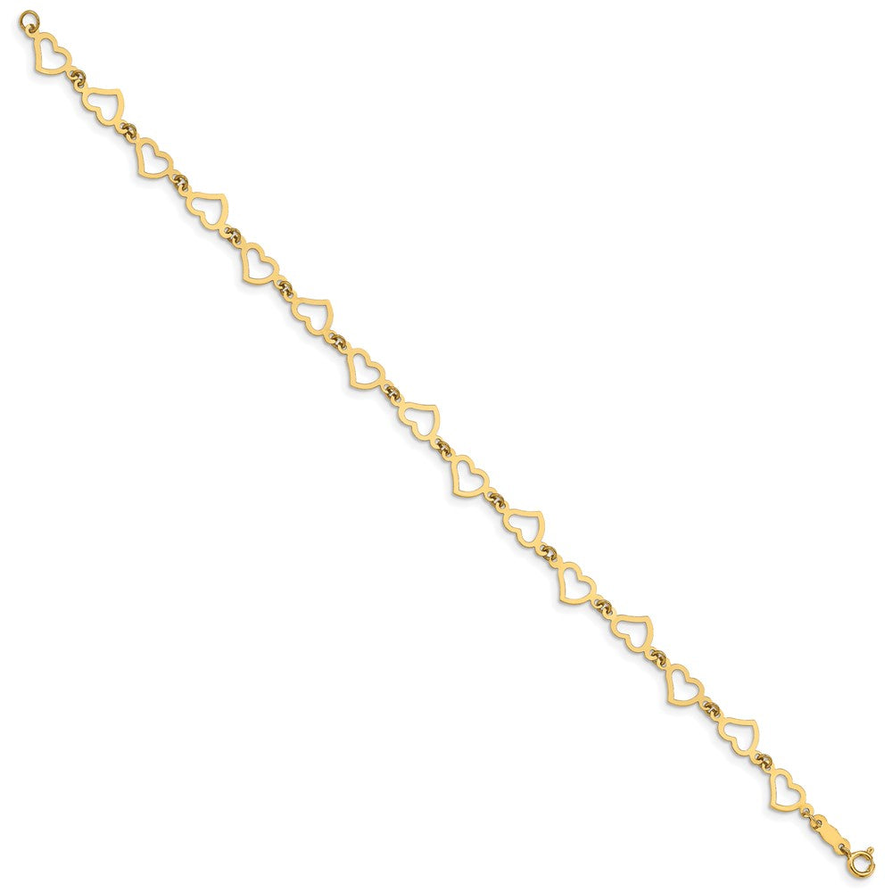 7.5 Zoll 14K Flach Offen Herzen Armband